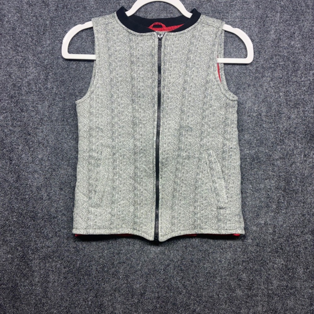 Outdoor Kids Full Zip Herringbone Quilted Vest Size 12 Grey Red 6894993